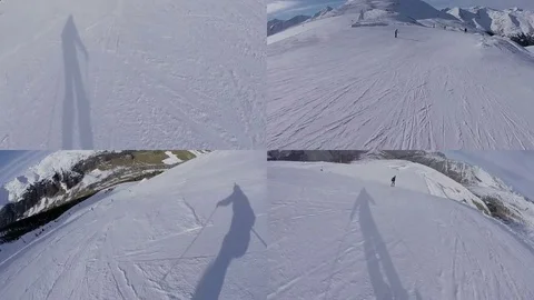 Composition of Skiing Point of View, Alps Video stock 71344031