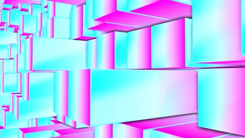 Composition of slowly moving neon rectangles. Abstract animated background. 3d r Stock Footage 122493666