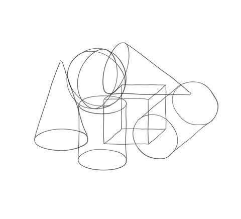 Composition of solid wireframe geometric shapes. Abstract art background. Stockillustratie