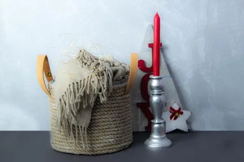 Composition with spa supplies on the gray background Stock Photos