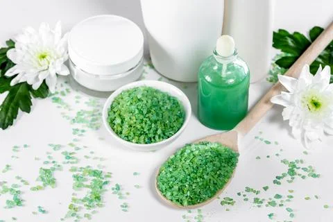 Composition of spa treatment on light background Stock Photos