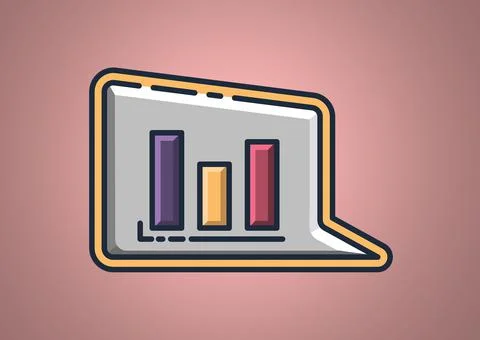 Composition of speech bubble with block graph statistical information Illustrazione stock