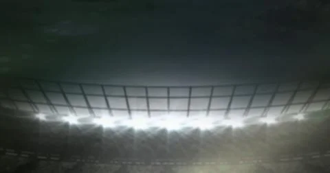 Composition of spotlights over empty stands in sports stadium Stock Illustration