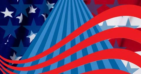 Composition of stars and stripes pattern of american flag Illustrazione stock