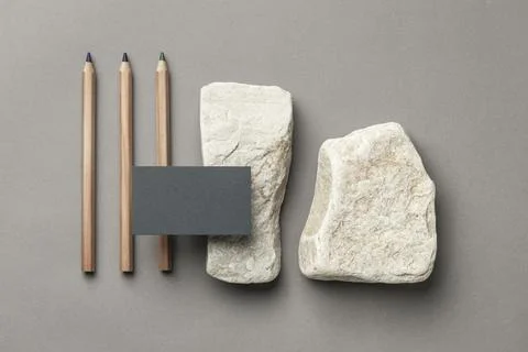 Composition with stationery elements gray Stockfoto's