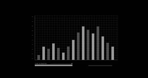 Composition of statistics with data processing on black background Ilustração Stock