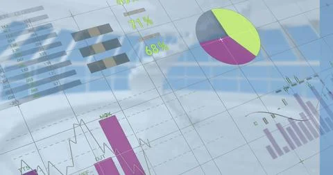 Composition of statistics over financial data processing Stock Illustration