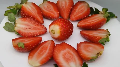 Composition of strawberries on the turntable Stock Footage 167934070