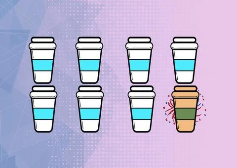 Composition of summer cocktails on dots patterned purple background Stock Photos