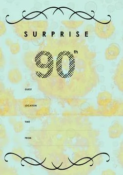 Composition of surprise 90th with copy space and yellow pattern on green Stock Illustration