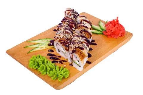 Composition of sushi "Black Dragon"  Stock Photos