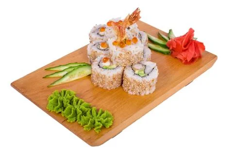 Composition of sushi (shrimp) Stock Photos