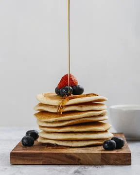 Composition tasty breakfast pancakes. High quality beautiful photo concept Stock Photos