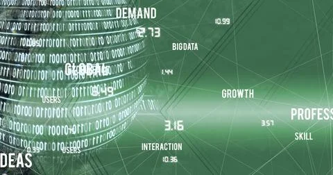 Composition of technology text, binary coding and network of connections on Stock Illustration