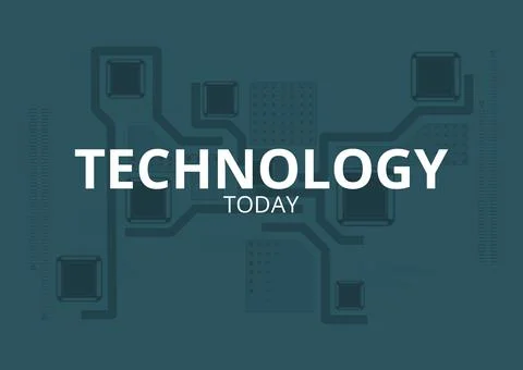 Composition of technology today text over network of connections in computer on Stock Photos