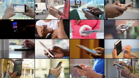Composition of technology,communication. hands typing on smartphone Stock Footage 95571624