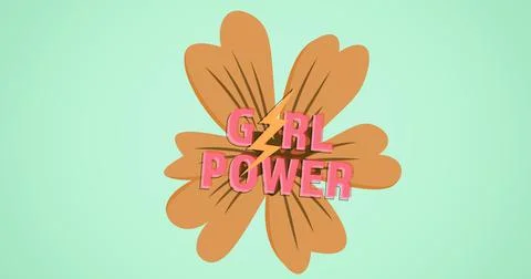 Composition of text girl power over flower Ilustração Stock