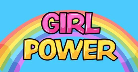Composition of text girl power over rainbow Ilustração Stock