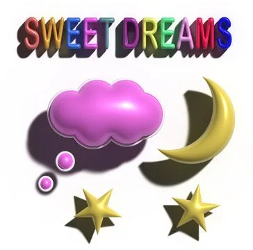 A composition of a three-dimensional multicolored lettering "SWEET DREAMS, .. 写真素材