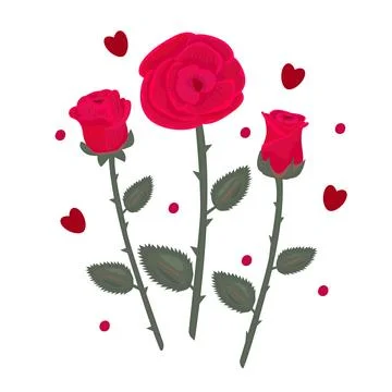 Composition of three red roses Stock Illustration