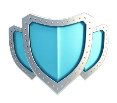 Composition of three shields isolated 库存插图