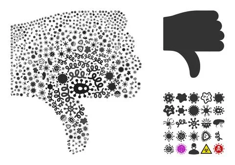 Composition Thumb Down Icon of Infection Viruses Stock Illustration