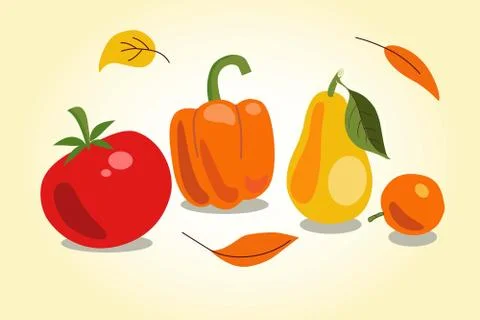 Composition from Tomato, Pepper, Pear and Apricot Stock-Illustration