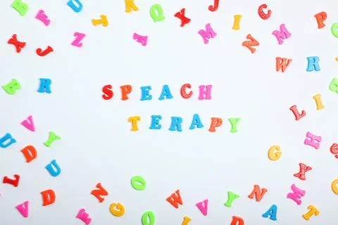Composition on the topic of speech therapy. speech problems 写真素材