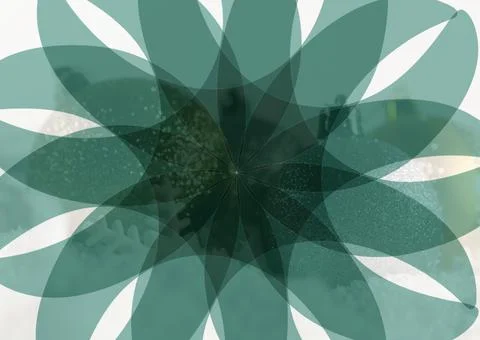 Composition of translucent overlapping blue loops forming flowers hape on white Stockillustratie