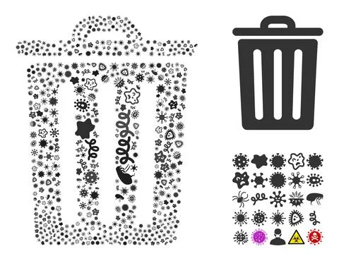 Composition Trash Bin Icon of Infection Viruses Illustrazione stock