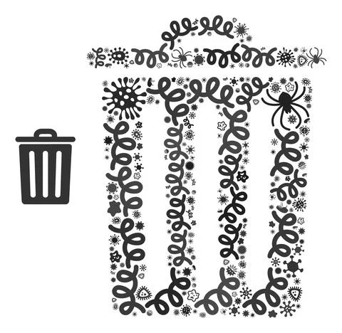 Composition Trash Bin Icon of Infectious Viruses Illustrazione stock