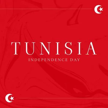 Composition of tunisia independence day text over pattern on red background Ilustración de archivo