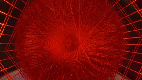 Composition of two abstract objects in red on a dark space background. A Stock Footage 168139037