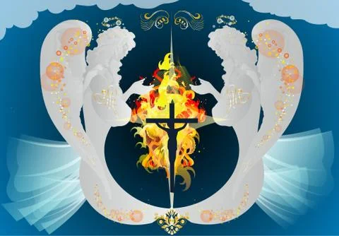 Composition with two angels Stock Illustration