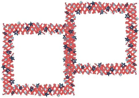 Composition of two frames with american flag stars and colours with copy space Stock Illustration