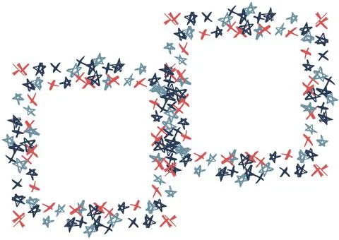 Composition of two frames with american flag stars and colours with copy space Stock Illustration