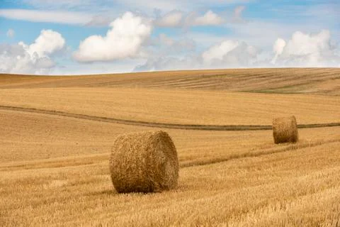 Composition Two Straw Bales Stock Photos