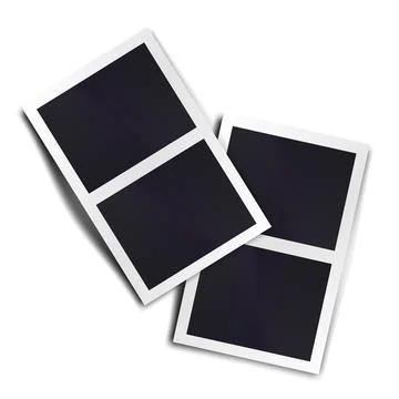 Composition of two stripe blank vintage photo frames on transparent backgroun Stock Illustration