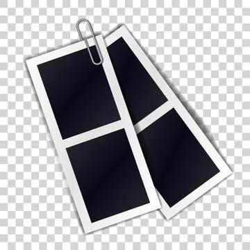 Composition of two stripe blank vintage photo frames attached paper clip Stock-Illustration