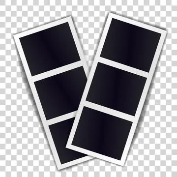 Composition of two stripe blank vintage photo frames on transparent Stock Illustration