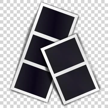 Composition of two stripe blank vintage photo frames on transparent back Stock Illustration