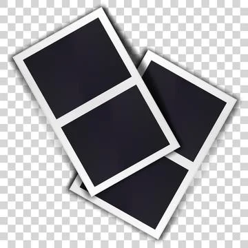 Composition of two stripe blank vintage photo frames on transparent Stock Illustration