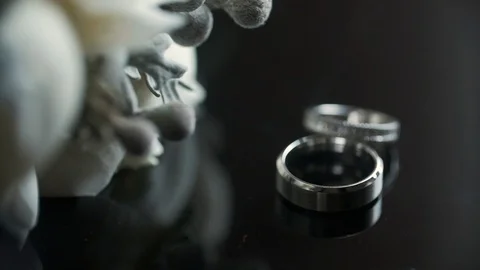 Composition Of Two Wedding Rings. Video stock 109225721