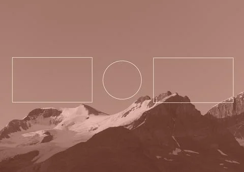 Composition of two white rectangle and one circle outline on brown background Stock Photos