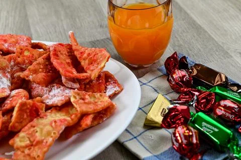 Composition of typical carnival cake Stock Photos