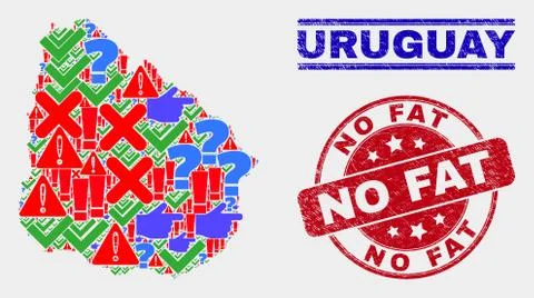 Composition of Uruguay Map Symbol Mosaic and Scratched No Fat Stamp Illustrazione stock
