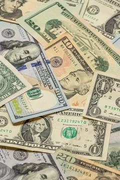 A composition of US Dollars. USD banknotes Stock Photos