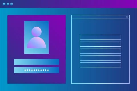 Composition with user interface element. Login form flat vector illustration Illustrazione stock