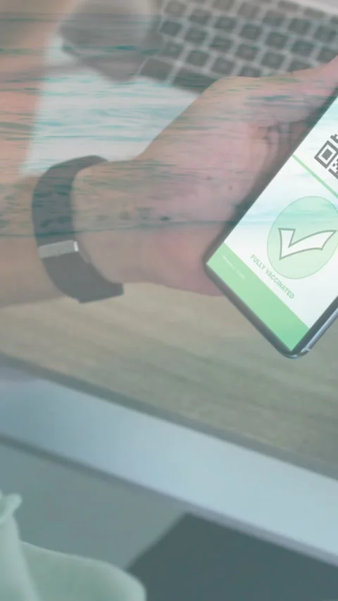 Composition of using smartphone with qr code on screen against woman riding Stock Footage 324702395
