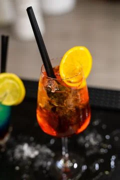 Composition of various coktails on the counter Stock Photos